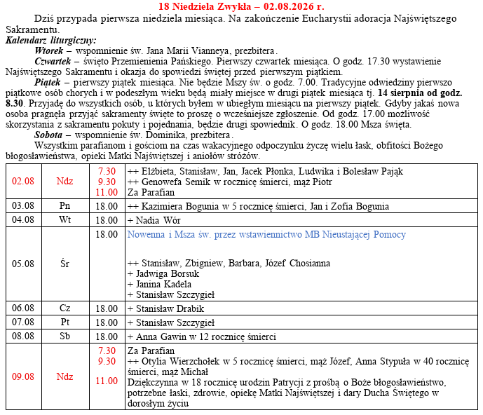 Ogłoszenia parafialne