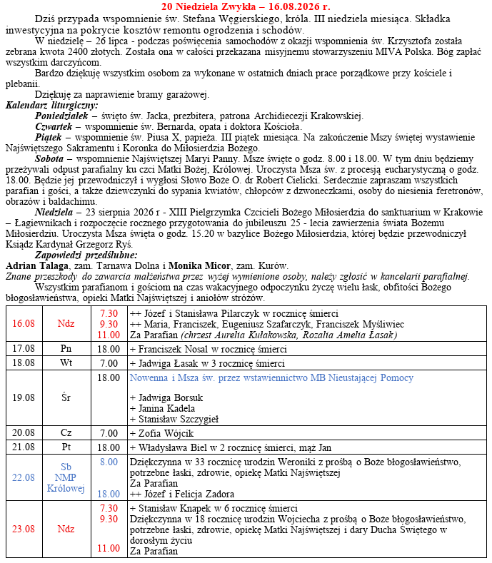 Ogłoszenia parafialne